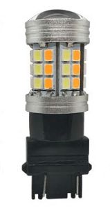 ŻARÓWKA LED DUAL KOLOR 3157 USA biała żółta STOP POZYCJA MIGACZ 27/7W