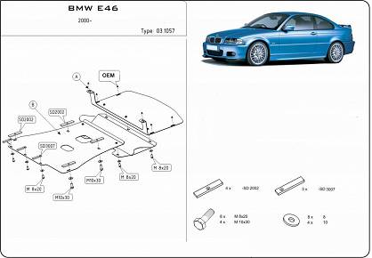 Osłona pod silnik BMW   3d series                                                  ( / Compact / Coupe / Touring )   	